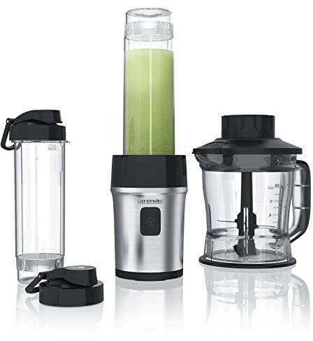 Arendo - Standmixer to Go - Zerkleinerer - Smoothie Maker Edelstahl - 1,2l Fassungsvermögen inkl. 2x 0,57l Smoothie Mixbehälter - Mix & Go Shake Mixer - leistungsstarkes Edelstahlmesser