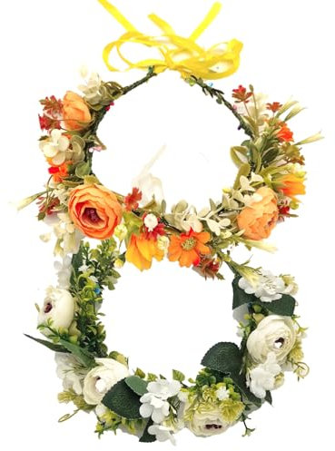 Osuter 2 Stück Blumen Stirnbänder Kopfschmuck Haarbänder Floral Girlande Mehrfarbig Damen Mädchen Blume Krone Floral Garland Stirnbänder