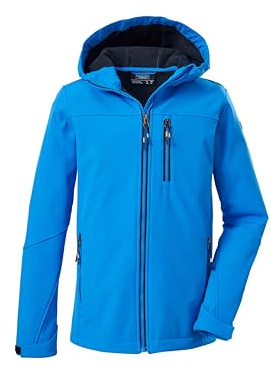 killtec Barn softshell/utomhusjacka med huva jungen softshelljacka, neonblå, 152, 43198-000