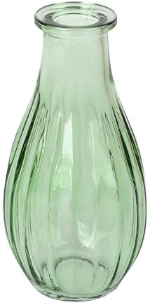 Talking Tables Green Glass Bud Vase for flowers, stylish single stem elegant wedding table centrepiece decorations window sill decor, garden parties, summer dining, mantle styling, and gifting 14cm