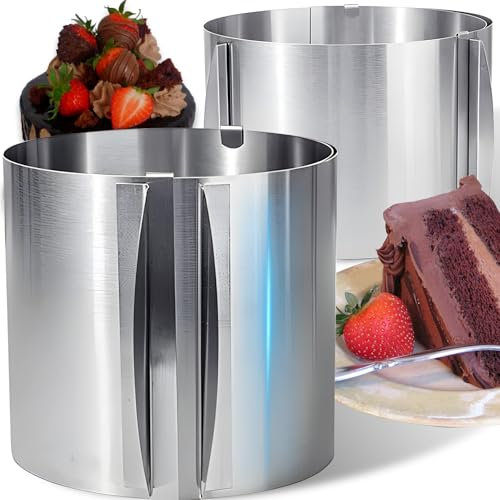 Retoo Anillo Ajustable para Pasteles 16-30 cm, Moldes De Acero Inoxidable 15 cm De Alto, Herramienta Precisa para Pasteles Redondos, Postres Y Tortas