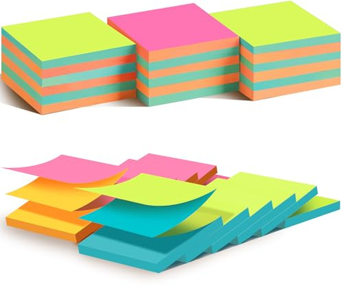 (18 Pads) Pop Up Alternating Color Sticky Notes 3x3 in for Office, School