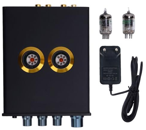 Preamplificador de Fono a Válvulas con bajo Ruido de Tierra y Circuito de Protección de Salida Integrado para Amplificador Estéreo de Alta fidelidad. (Enchufe de la UE)