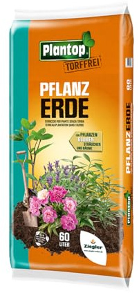Plantop Pflanzerde torffrei 60 Liter – Universalerde für Beet, Kübel & Gemüseanbau – Mit Kompost, Kokosmark & Profi-Dünger – Kultursubstrat aus nachwachsenden Rohstoffen – 60,0 Liter