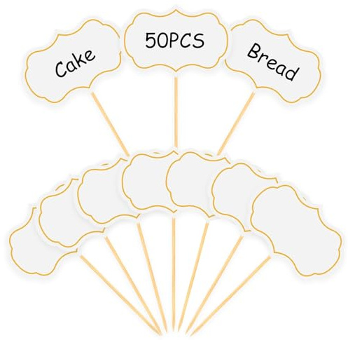 Buffet Schilder Zum Beschriften + Fähnchen Message Board (50 STK.) Für Party/Kuchen/Lebensmittel – Weiße Käse Marker & Reserviert Schilder Set mit Beschriftbarer Flaggen-Kennzeichnung