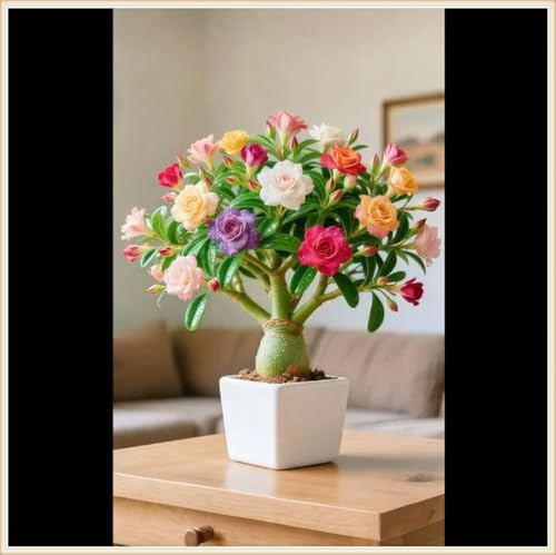 Rosa del deserto bonsai Per fioriere eleganti,Capolavori in vaso di premium garden stakes a rapida crescita brillante,Bellezza Ambiente,adenium obesum vera.-1unità-C