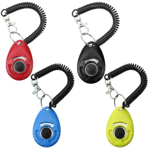 Cobee 4 clickers para perros, clicker de entrenamiento, clicker con botón grande para entrenamiento de clicker para gatos, perros, gatos, caballos, etc