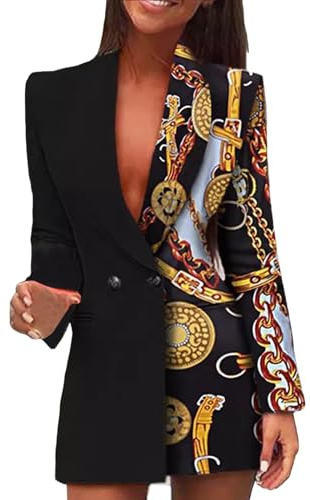 Générique Robe Blazer Femme Chic Et Elegant, Paillettes Robe Blazer CroiséE pour Femmes Tenue Professionnelle OL Slim Et Sexy Robe Tailleur pour SoiréE Cocktail CéRéMonie FêTe Danse Bal Club