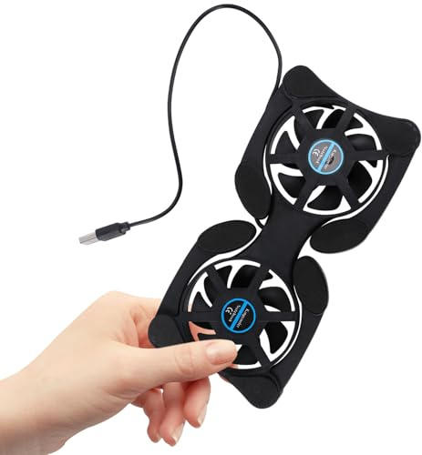 Zerodeko Base di Raffreddamento per Laptop Pieghevole Nera Ventole USB da 70 MM Dispositivo di Raffreddamento Portatile per Notebook Cuscinetti Antiscivolo Risparmio Energetico e