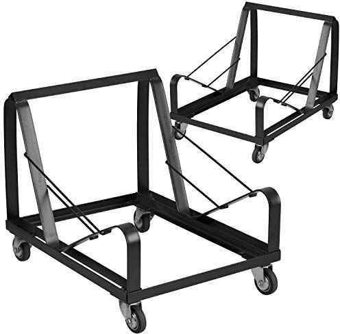 Flash Furniture 2 Pack HERCULES Series Black Steel Sled Base Stack Chair Dolly with Powder Coated Frame