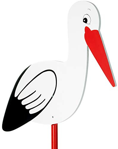 BRUBAKER Großer Storch aus Holz - Klapperstorch zum Stecken | Geburt Babystorch für Draußen - Geburtsgeschenk Holzstorch für Innen und Außen - 100 cm groß, beidseitig bedruckt