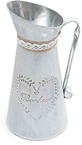 Jarra De Hierro Rústico Vintage Country Estilo Jarra Flor Metal Jarrón Planta Olla Decorativa - L