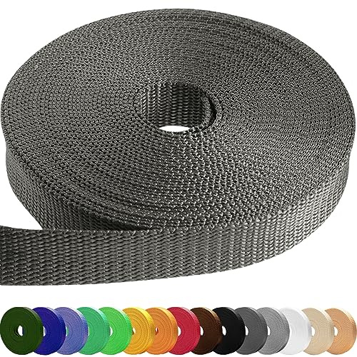 TECEUM 25 mm Gurtband – Holzkohle – 23 Meter – Gurtband für Outdoor & Indoor, Basteln & DIY (1” 25y)