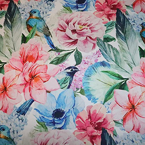 HEKO PANELS Stoff Oxford wasserdicht, Blumen Bunt, 1 Meter 155 x 100 cm | Dekostoffe zum Nähen und Handwerken, blickdichte Möbelstoffe, Nähstoffe DIY, als Meterware erhältlich