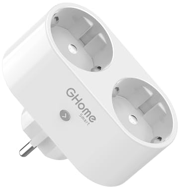 GHome Smart Wifi Smart Plug, presa 2 in 1 con monitoraggio dell'energia, controllo tramite e app, compatibile con Alexa e Google Home, bianco [non compatibile con France Plug]