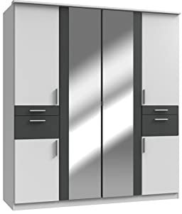 Wimex German Koblenz Kombischrank mit 4 Türen, Grau / Graphit / Weiß, 180 cm