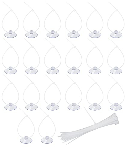 AQUANEAT 20 Pack Suction Cups with 40 Zip Ties for Aquarium Fish Tank Decoration Moss Shrimp Nest