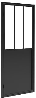 Vente-unique - Porte de douche pivotante noir mat style atelier - 80 x 195 cm - URBANIK
