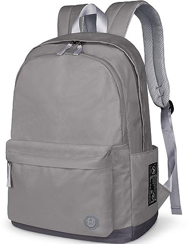Mochila unisex y clásica para colegio y universidad - bolsa de trabajo ligera y casual para viaje de negocios, hombres, mujeres y niños - Para portátiles de 15 pulgadas (Gris)