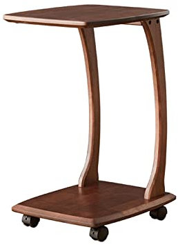 uemlle 2-Schicht-sofatisch C-förmig, Beistelltisch Aus Holz Mit Beweglicher Riemenscheibe, Snacktisch Für Teestube, Studio-Apartment(Size:46 * 35 * 63CM,Color:A)