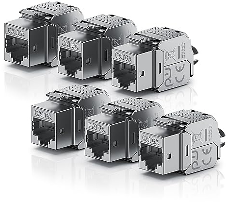 CSL - 6X Keystone Modul CAT.6a für Ethernet LAN Kabel Stecker - RJ45 Buchse- feldkonfektionierbar – Keystone Jack – 500 MHz - bis zu 10000 Mbit/s - farbcodiert – werkzeuglose Snap-In Montage