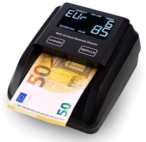 Jubula FD-50 Geldscheinprüfer & Geldzählmaschine Banknoten 2in1 | Banknotenprüfer Falschgelderkennung mit UV/MG/IR für falsche EUR, USD, GBP | mobiler Scanner Testlicht & kompakt | Einzeln einlegen