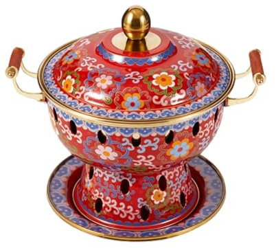 VIDECOR Einzelne Person, Kleiner Kupfertopf, Alter Pekinger Kleiner Dicker Kuh-Hot Pot, Chinesischer Traditioneller Cloisonné-Hot Pot, Kommerzieller Alkoholanteil, Roter Kupfer-Hot Pot,P