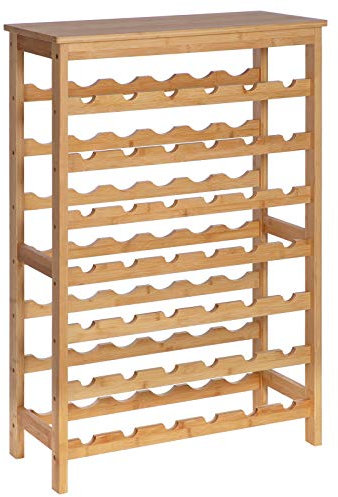 SONGMICS Weinregal, für bis zu 42 Flaschen, Flaschenregal 7 Ebenen, Flaschenhalter, aus Bambus, Regal, Weinflaschen-Aufbewahrung, hohe Kapazität, 29 x 66 x 99,5 cm, naturfarben KWR27NL
