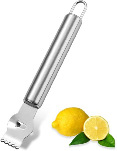 ZEVONDA Zitronen Zester Schäler Professioneller Zitronen Zester mit Zimt Messer Edelstahl Zitronenschäler für Gin Cocktails Limetten Orangen Küchen Werkzeug