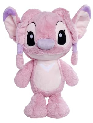 Disney Angel 25 cm Plüschtier im Flopsie-Stil, niedliches Plüschtier, pastellrosa, geeignet für Kinder und Erwachsene, und Leckerli, offiziell lizenziert von Disney