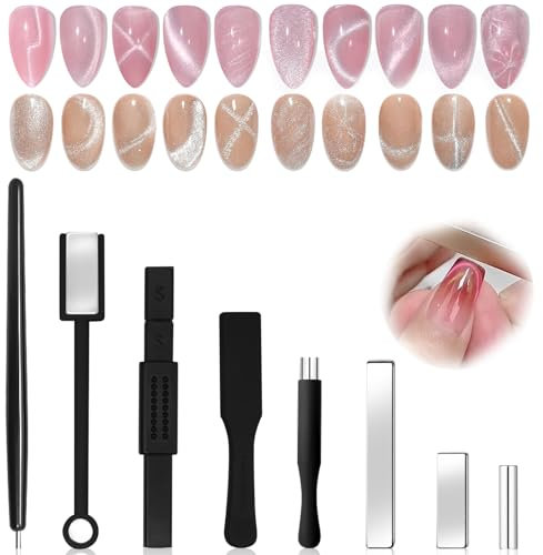 8pcs Cat Eye Magnet for Nails Nagelmagnet-Set, Katzenaugen-Gel-Nagellack-Magnet, Katzenaugen-Magnet für Nägel, starke Saugkraft, Nagelkunst-Magnet, Nagelmagnete für Nagelkunst