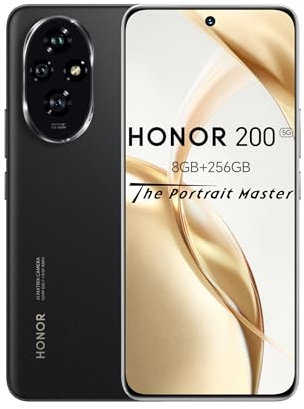 HONOR 200 Smartphone, telefono 5G, 8GB RAM 256GB6,7, ricarica rapida da 5.200 mAh a 100 W, tripla fotocamera principale da 50 MP, ultrasottile da 7,7 mm, schermo con protezione degli occhi,Black
