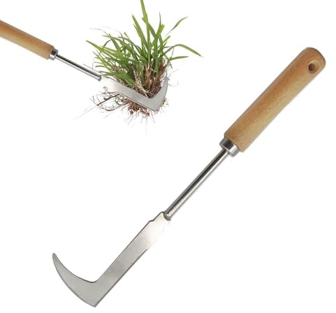 Fugenkratzer, Unkrautmesser, Unkrautkratzer aus Edelstahl, Multifunktionaler Fugenkratzer, Edelstahlmesser zum Entfernen von Unkraut und Moos, Unkrautkratzer mit Holzgriff, Garten-Unkrautmesser