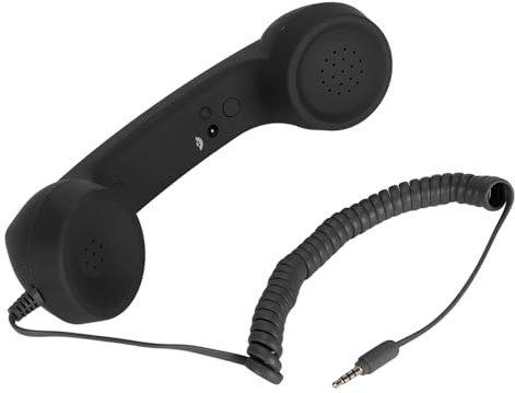 Retro-Telefonhörer, 3,5-mm-Handyempfänger, Mikrofon, Mikrofon, Lautsprecher, Vintage-Retro-Telefonhörer für Smartphones (Black)