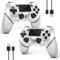 AceGamer 2 Pack Mando Inalámbrico para PS4，Mando de Juego para PS4/Pro/Slim/PC，Gamepad Joystick con Turbo/Botón Trasero/Doble Vibración/6-Axis Sensor Giroscópico (2 paquetes blancos)