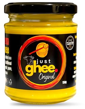 Just Ghee Original Grass Fed Ghee 150g | Great Taste Award Winner 2025 | Pure Clarified Butter | British Cow Ghee | High Smoke Point Cooking Ghee | Handmade in UK