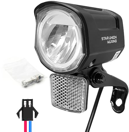 Ebike Headlight 12V-60V with 2 Pin Connector - LED Front Light for Night Riding, Electric Mountain &Electric Scooter - Wired Ebike Accessories (QD252-SM Plug)
