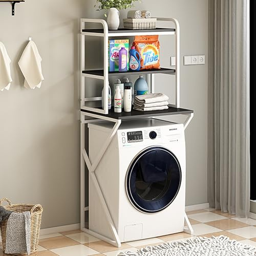 Piano 3 Lavatrice Scaffale,Tamburo Lavastoviglie Ripiano Di Stoccaggio,Mobile Sopra Lavatrice,Colonna Lavatrice Asciugatrice,Per Bagno, Lavanderia(White/black,180cm/70.8in)