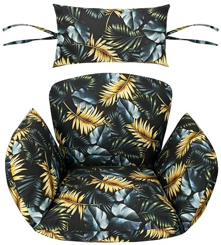 Domarex Wasserdichtes Kissen für Hängesessel - Bequemes Sitzkissen mit abnehmbarem Bezug - wetterfest - ergonomisch - ideal für Garten, Terrasse, Balkon und Schaukelstuhl - Golden Palms