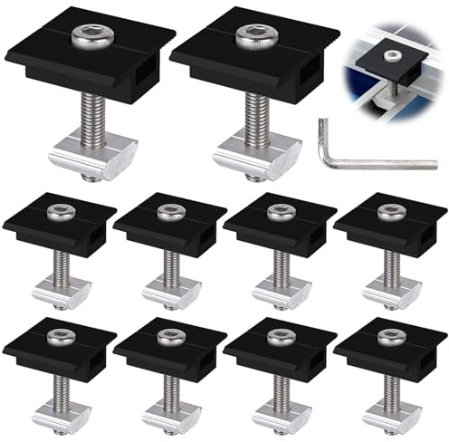 Solarmodul Halterung Mittelklemmen 30 mm, 10 Stück Solarpanel Halterung, PV Modul Halterung, Befestigung Solarmodul Klemmen Schwarz für Dach, Balkonkraftwerk, Wohnmobil, Boot, Photovoltaik Montage (A)