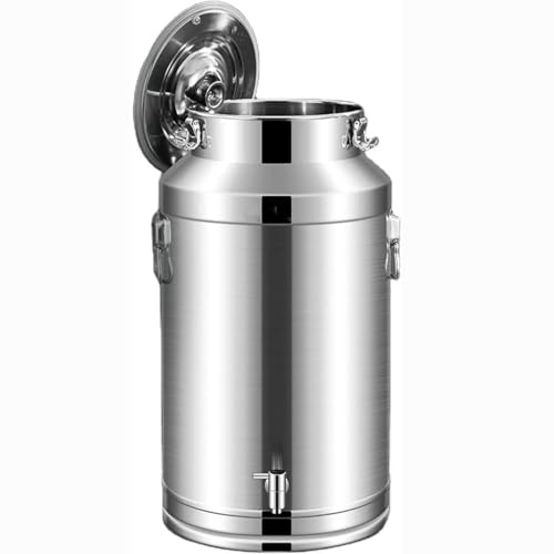 Seau INOX 5l/10l Alimentaire,Bidon Alimentaire avec Robinet Pot À Lait INOX avec Couvercle Pots À Lait Réservoir Scellé en Acier Inoxydable,Capacity-9L