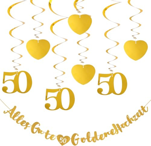 Goldene Hochzeit Deko, 50 Geburtstag Deko, Girlande Hochzeitsdeko, Tischdeko Goldene Hochzeit, Wunderschöne Luftschlangen Gold, Passend zur Goldenehochzeit Oder zum 50. Geburtstag