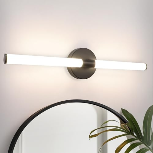 Homefire Spiegelleuchte LED Bad Schwarz - Spiegellampe Badezimmer 60CM Badleuchte Wand 8W Wasserdicht IP44 Wandleuchte Modern Neutralweiß 4000K Wandlampe Schwarz für Flur Schlafzimmer Büro