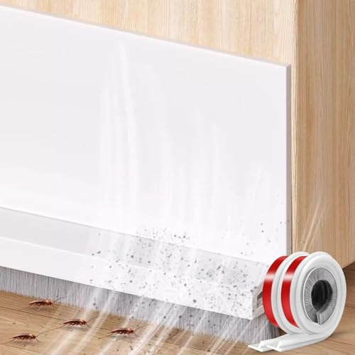2 Stück 100 cm Türbürstendichtung, Bürstendichtung Selbstklebend Türbodendichtung Bürste Türbesen mit Dichtungsband Türdichtung Unten für Insektensicher Kältesicher Staubsicher (Weiß)