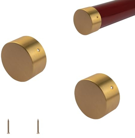 UFURMATE 2Pcs Handrail End Caps, Staircase Steps Round Hand Rail Cover Brass Pipe Plugs Durable Hand Railing Fittings for 32mm/1.26in