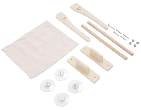 Hamwesh Hamaca para Ventana para Gatos, Ventosas Fuertes, Plegable, Carga de 20 Kg, Percha para Ventana para Gatos Que Ahorra Espacio, Cama para con Construcción de Madera Maciza para Gatitos y de