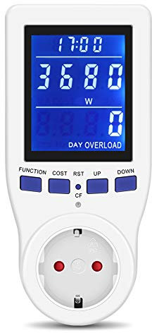 Moniteur de wattmètre, Moniteur d'utilisation de l'électricité Consommation d'énergie électrique Watt Mètre Moniteur d'alimentation domestique avec écran LCD rétroéclairé HD