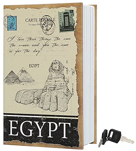 Diversion Book Storage Box,Secret Safe Can with Security Key,Hidden Stash Safe Box, Secret Containers for Money, Jewelry Documents or Valuables,Egypt