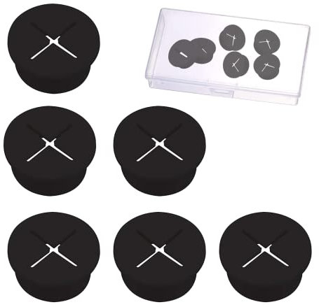 Flexible Kabeldurchführung,6 Stück Silikon Schreibtisch Ösen Kabel Loch Tüllen Kabeldurchführung Kabeldurchlass Gummi Kabeldrahtloch Abdeckung für Schreibtisch Kabelorganisator (25mm,schwarz)