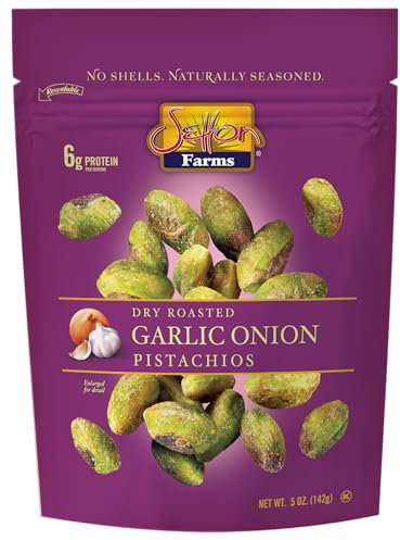 Setton Farms Naturally Seasoned Pistachio Seeds, Garlic Onion, Pistachios Without Shell, Certified GMO Free, Gluten Free, Vegan and Kosher, 5 Ounce Resealable Bag